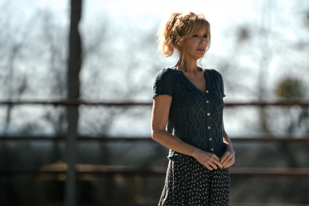 Beth's blue knit top on Dutton Ranch