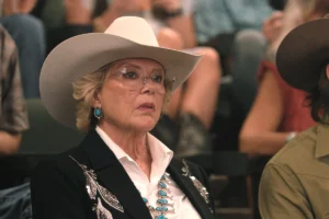 Beulah’s black embellished blazer on Dutton Ranch