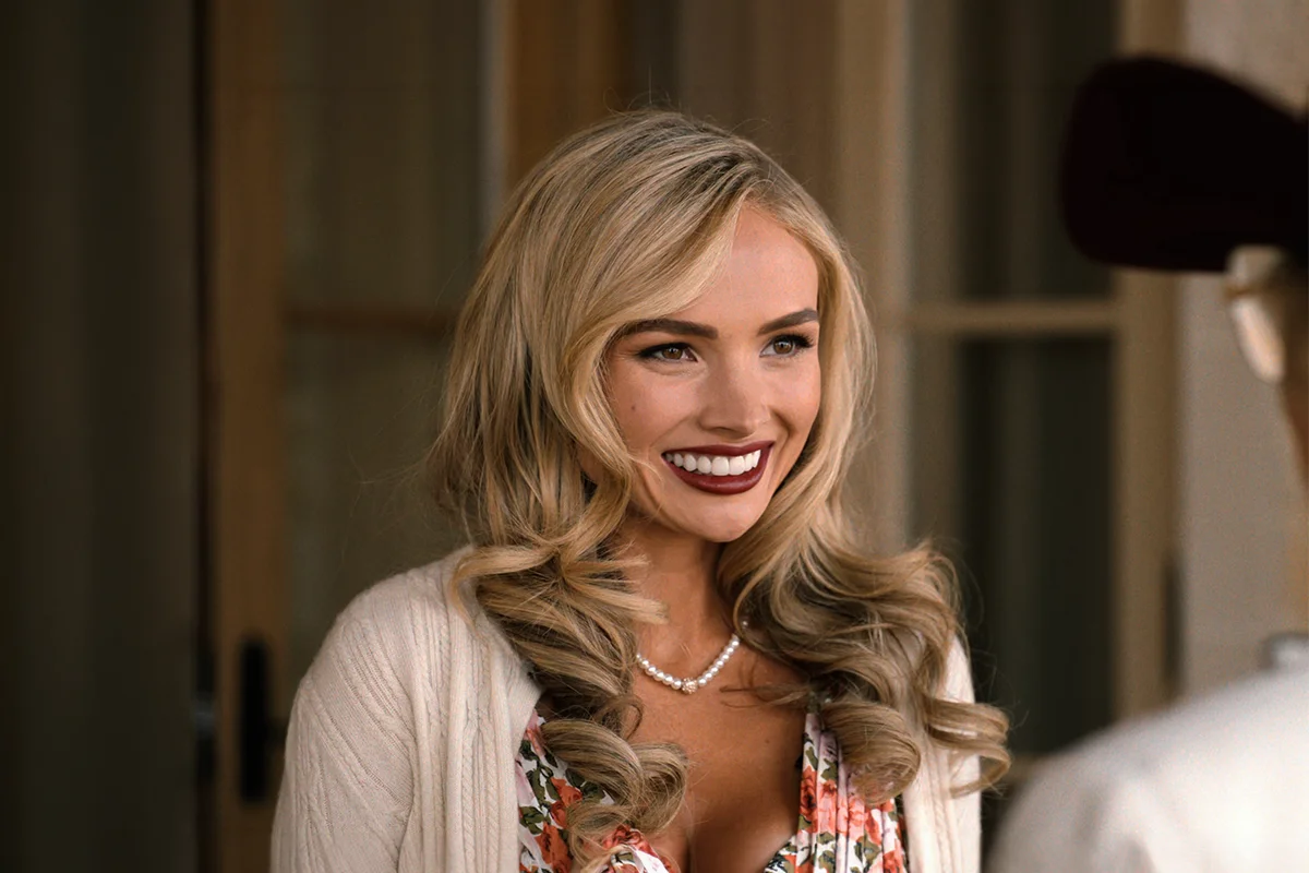 Oreana's red floral dress on Dutton Ranch
